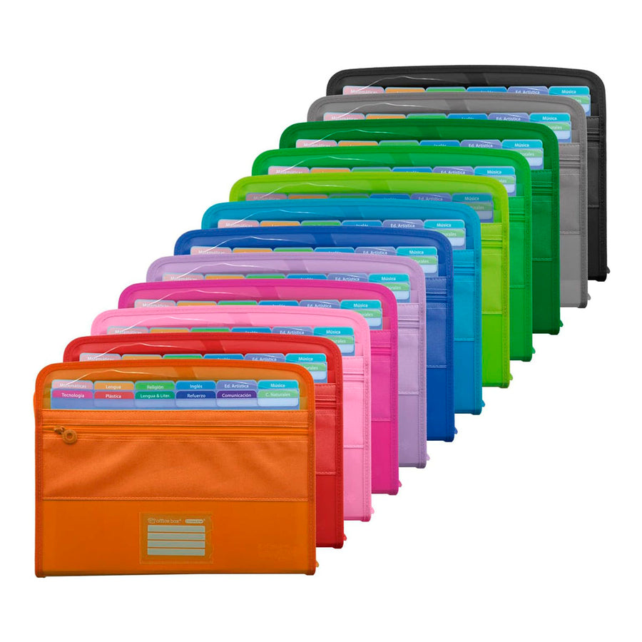 Office Box - Carpeta Clasificadora A4 con 12 Divisores 80 Adhesivos y Bolsillo Frontal3