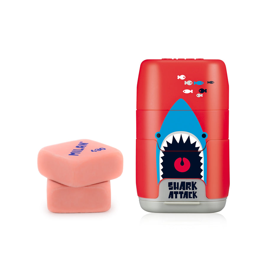 MILAN Shark Attack -  Pack Afilaborras Compact con 2 Gomas de Recambio. Rojo