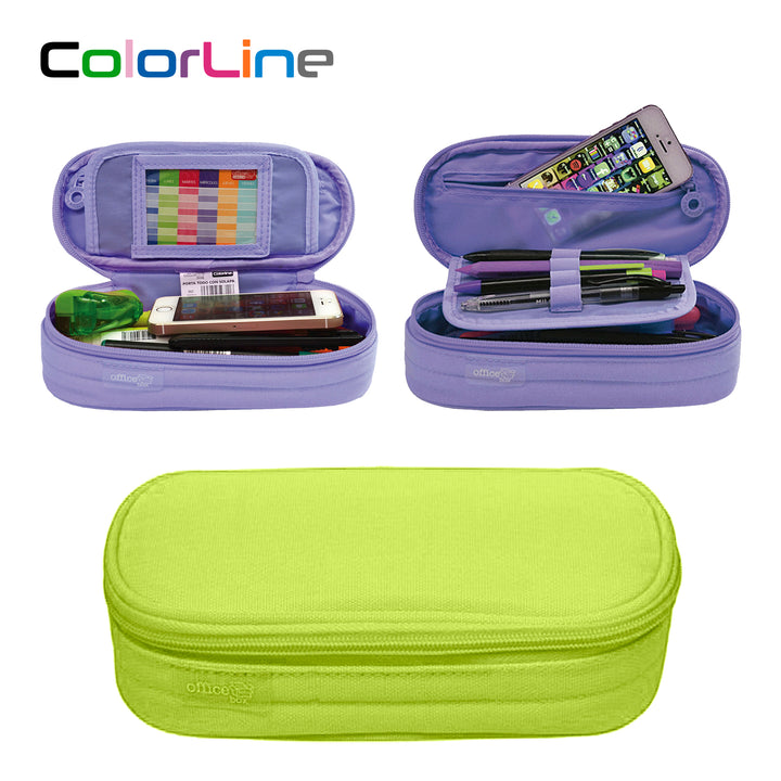 Mega - Estuche Portatodo Escolar Ovalado Multiuso con Solapa. Lima