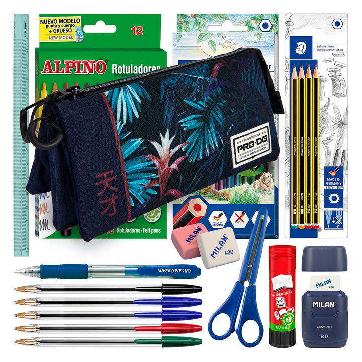 ColePack PRODG - Estuche Triple de 2 Cremalleras con Material Escolar Incluido. Tokyo