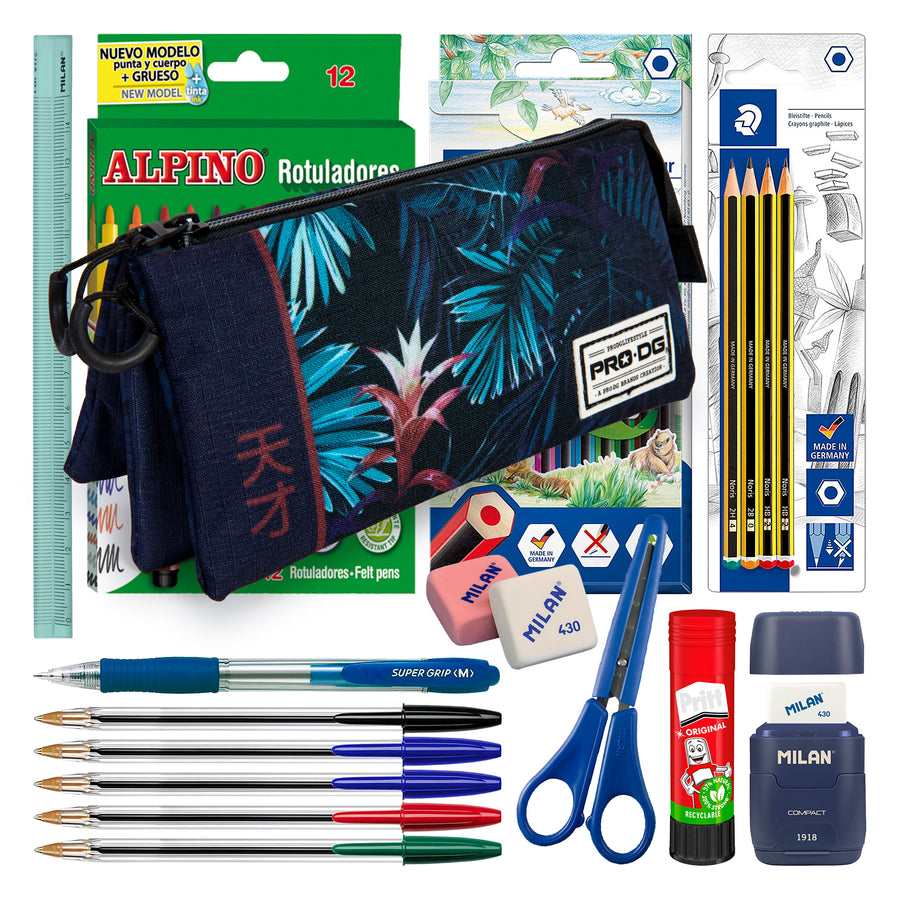 ColePack PRODG - Estuche Triple de 2 Cremalleras con Material Escolar Incluido. Tokyo