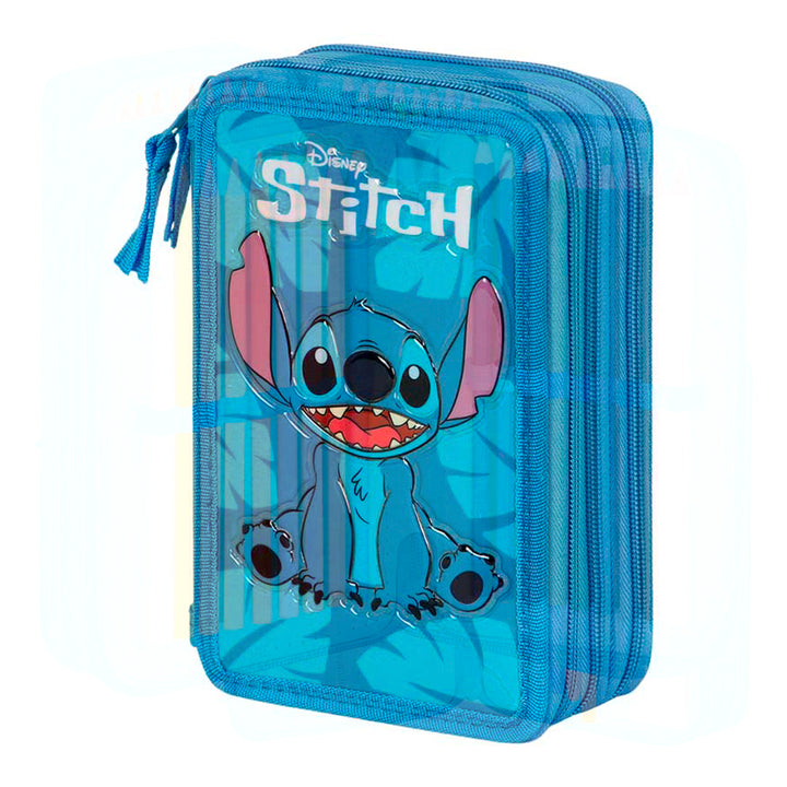 KARACTERMANIA - Estuche Plumier Triple Completo con 44 Piezas. Lilo y Stitch Sit
