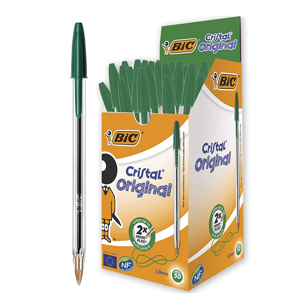 BIC - Set de 10 Bolígrafos Cristal Original Medium de Tinta de Aceite. Verde