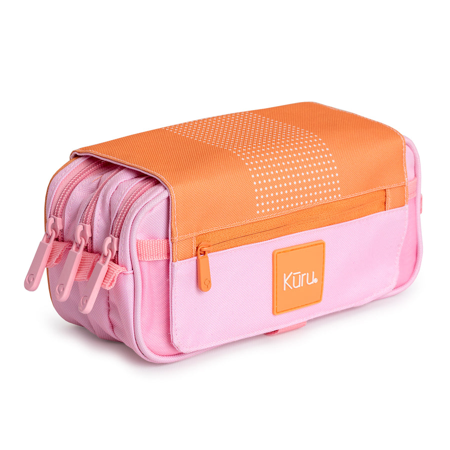 Grafoplás Kuru - Estuche Portatodo Triple con Solapa para Material Escolar. Naranja