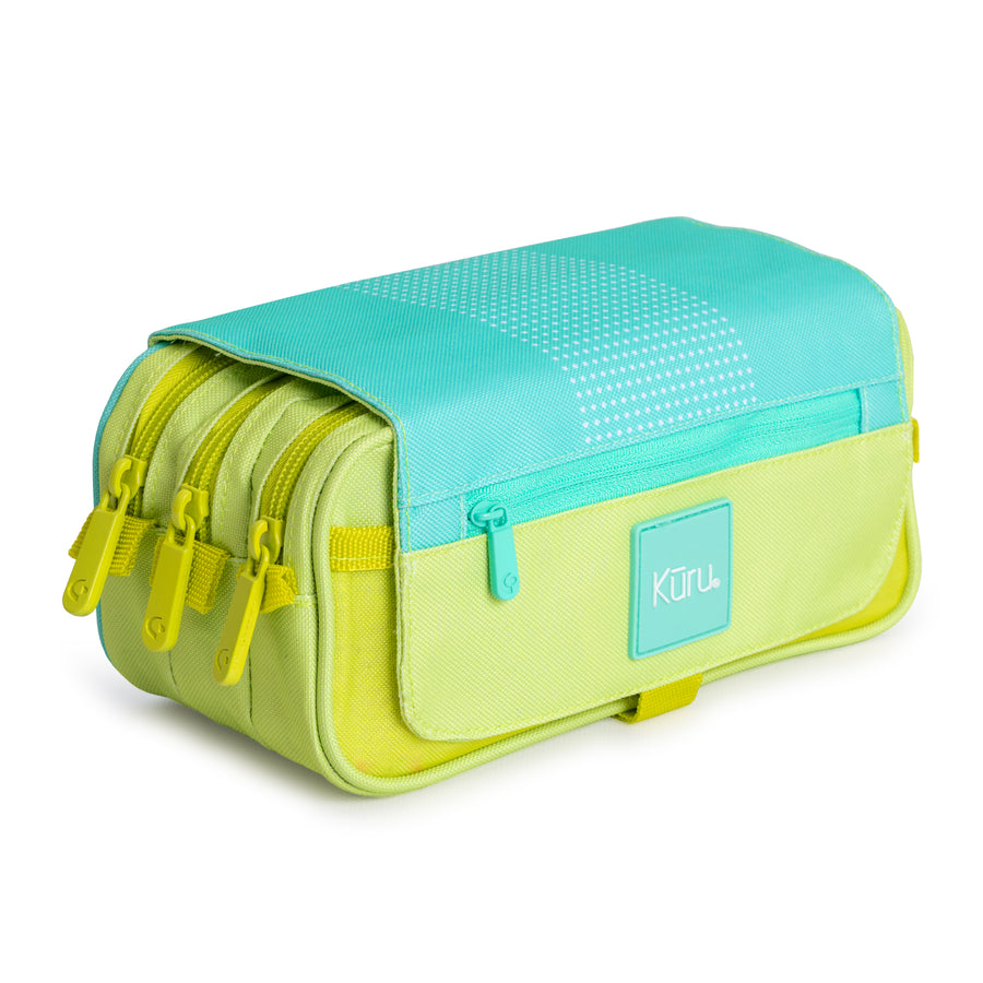 Grafoplás Kuru - Estuche Portatodo Triple con Solapa para Material Escolar. Turquesa