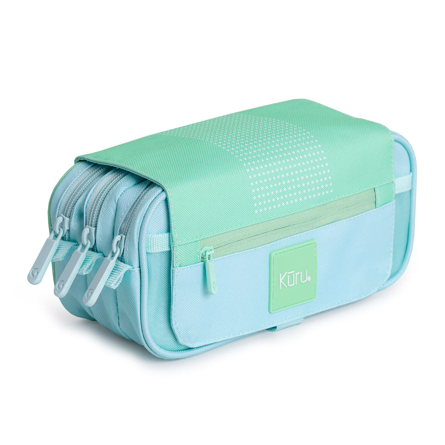 Grafoplás Kuru - Estuche Portatodo Triple con Solapa para Material Escolar. Verde
