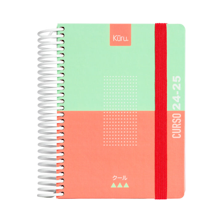 Grafoplás Kuru - Agenda Escolar A6 DP Curso 24-25 y Estuche Portatodo Triple. Rosa