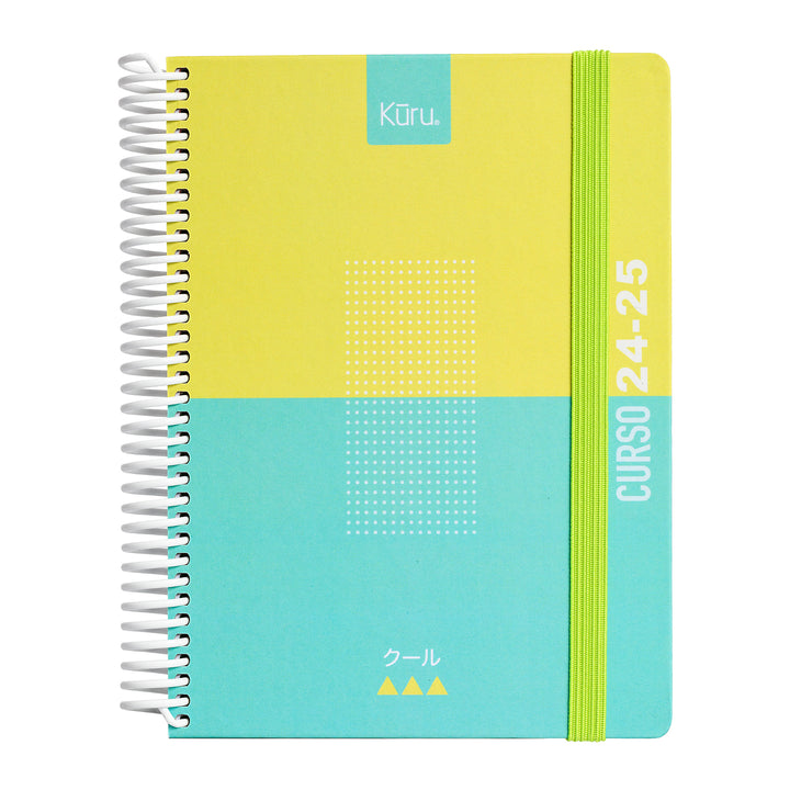 Grafoplás Kuru - Agenda Escolar A5 2DP Curso 24-25 y Estuche Portatodo Triple. Turquesa