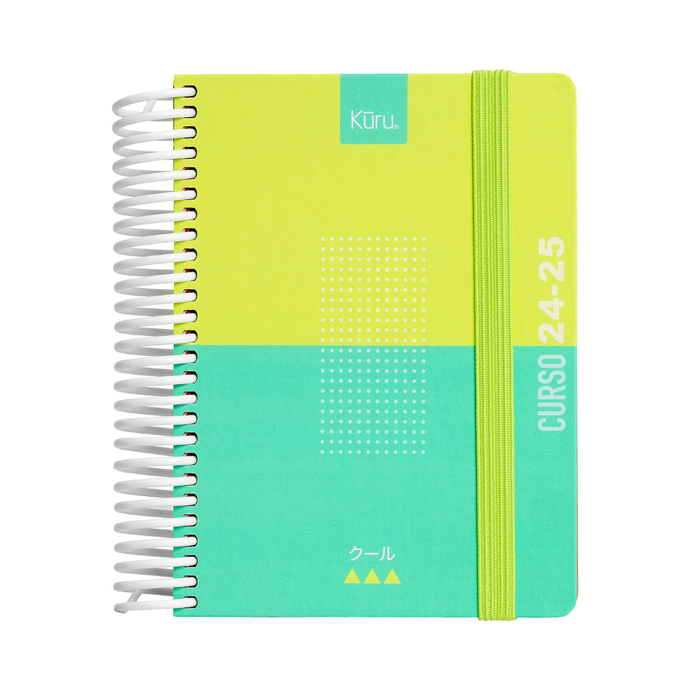 Grafoplás Kuru - Agenda Escolar A6 DP Curso 24-25 y Estuche Portatodo Triple. Turquesa