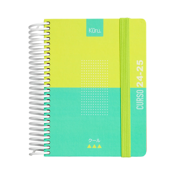 Grafoplás Kuru - Agenda Escolar A6 DP Curso 24-25 y Estuche Portatodo Triple. Turquesa