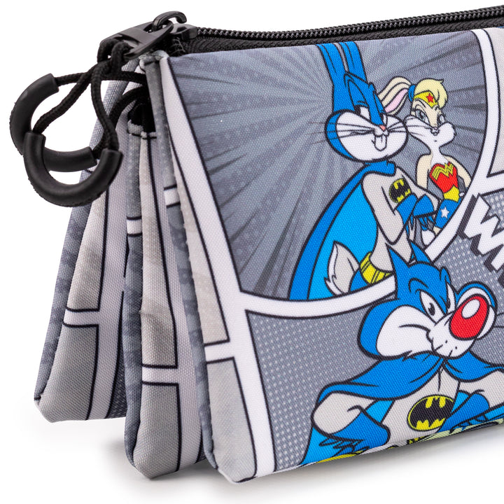 Looney Tunes - Estuche Escolar Triple Portatodo con 2 Cremalleras. Batman Comic