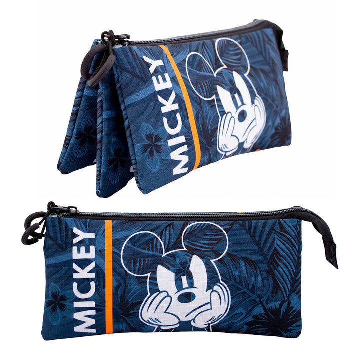 ColePack Mickey - Estuche Triple de 2 Cremalleras con Material Escolar. Blue