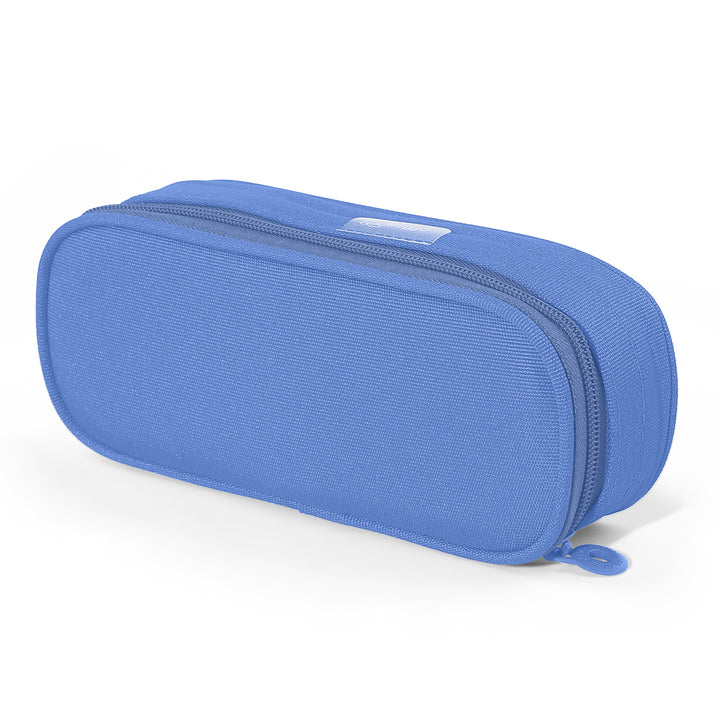 Mega - Estuche Portatodo Escolar Ovalado Multiuso con Solapa. Azul Claro