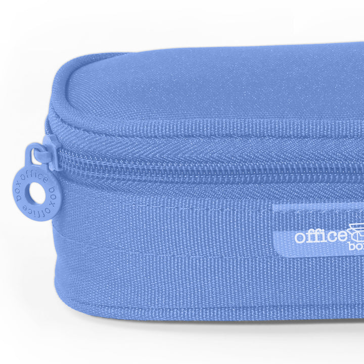 Mega - Estuche Portatodo Escolar Ovalado Multiuso con Solapa. Azul Claro