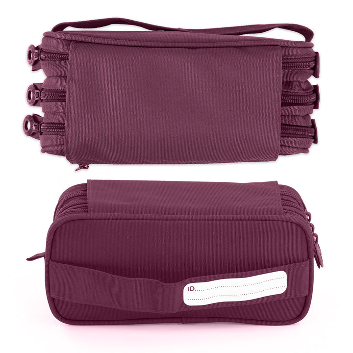 ColePack Pro - Estuche Triple de 3 Cremalleras con Material Escolar Incluido. Morado