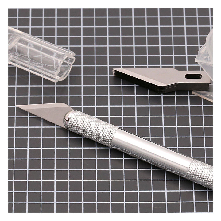 3 Claveles - Cutter Escalpelo Profesional en Aluminio con 10 Cuchillas de Recambio