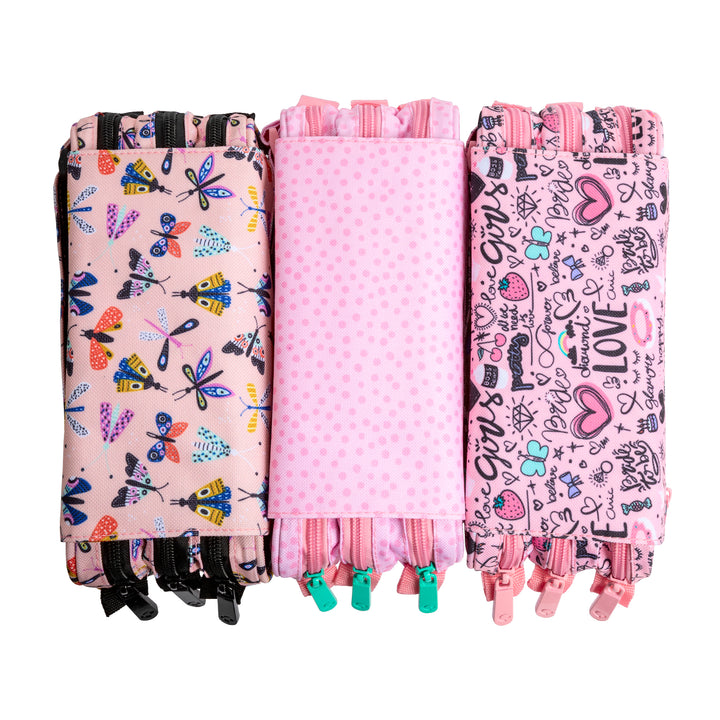 Grafoplás Design - Estuche Portatodo Triple con Solapa para Material Escolar. Blue Garden