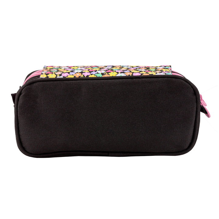 Estuche Portatodo Triple con Tres Cremalleras para Material Escolar o Neceser. Flowers
