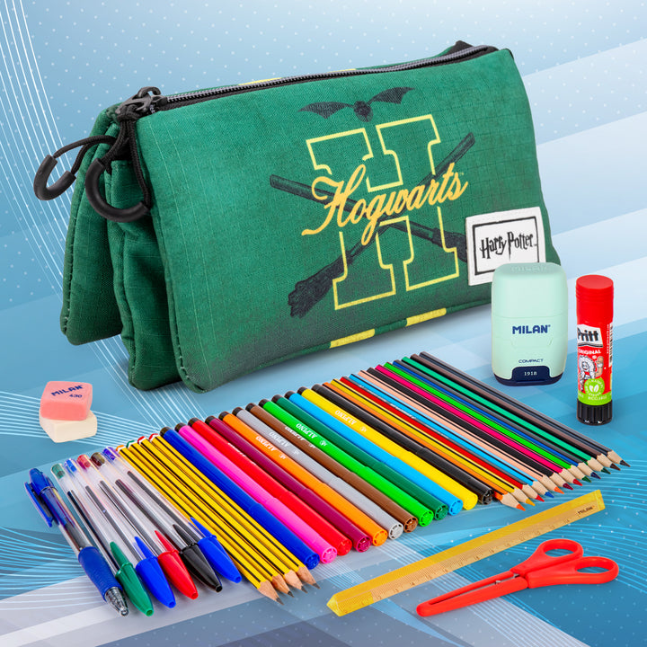 HARRY POTTER - Estuche Escolar Triple Portatodo con 2 Cremalleras. Howarsity ECO