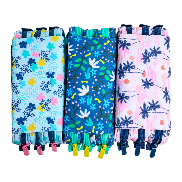 Grafoplás Design - Estuche Portatodo Triple con Solapa para Material Escolar. Blue Garden