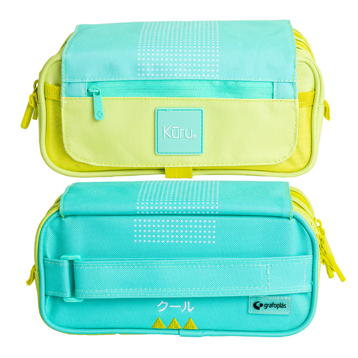 Grafoplás Kuru - Agenda Escolar A5 2DP Curso 24-25 y Estuche Portatodo Triple. Turquesa