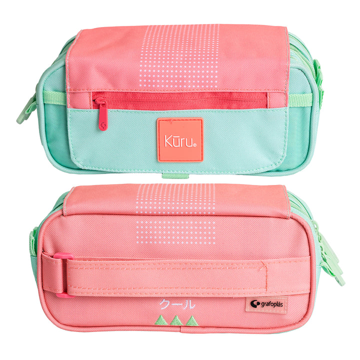 Grafoplás Kuru - Agenda Escolar A6 DP Curso 24-25 y Estuche Portatodo Triple. Rosa