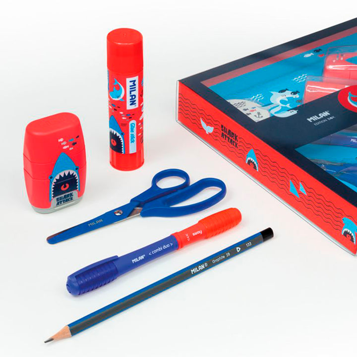 MILAN Shark Attack -  Pack Afilaborras Compact con 2 Gomas de Recambio. Rojo