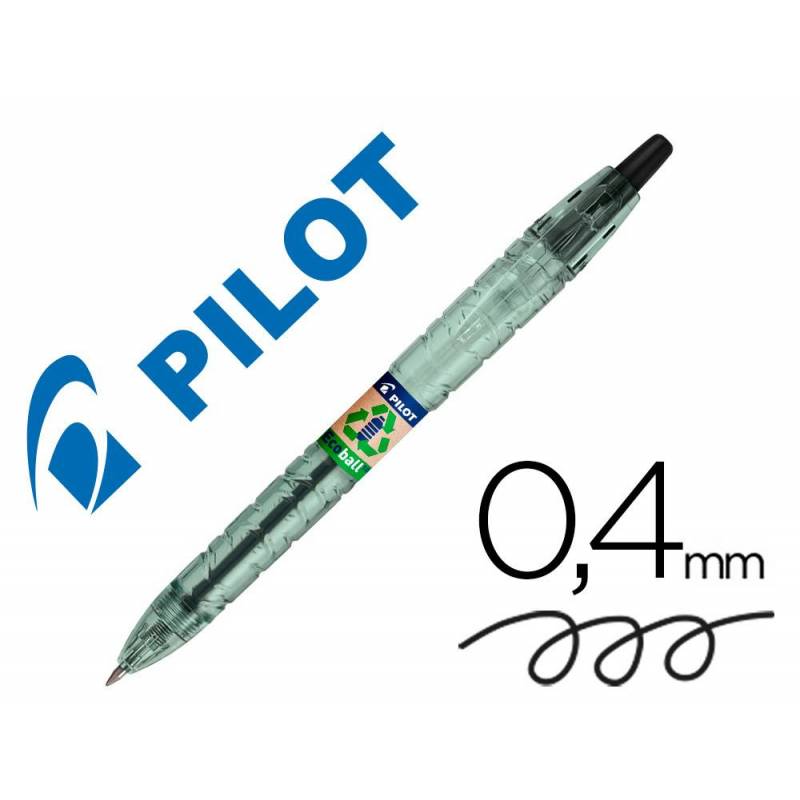 PILOT Ecoball - Bolígrafo Retráctil con Tinta Aceite. Fabricación 86% Plástico Reciclado. Negro