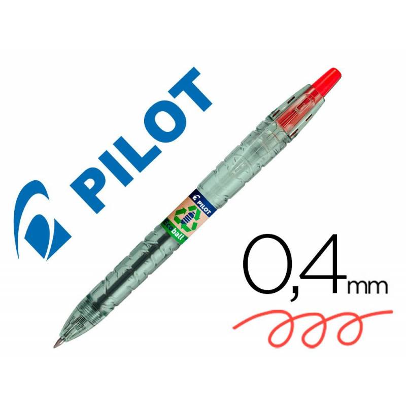 PILOT Ecoball - Bolígrafo Retráctil con Tinta Aceite. Fabricación 86% Plástico Reciclado. Rojo
