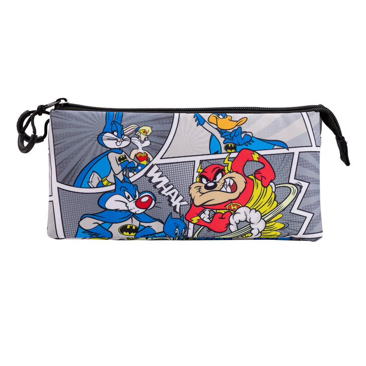 Looney Tunes - Estuche Escolar Triple Portatodo con 2 Cremalleras. Batman Comic