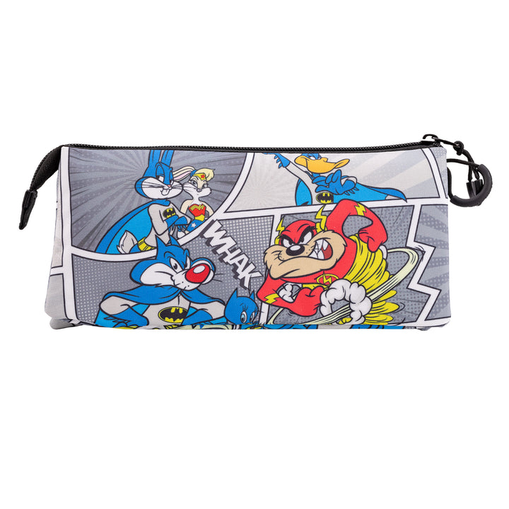 Looney Tunes - Estuche Escolar Triple Portatodo con 2 Cremalleras. Batman Comic