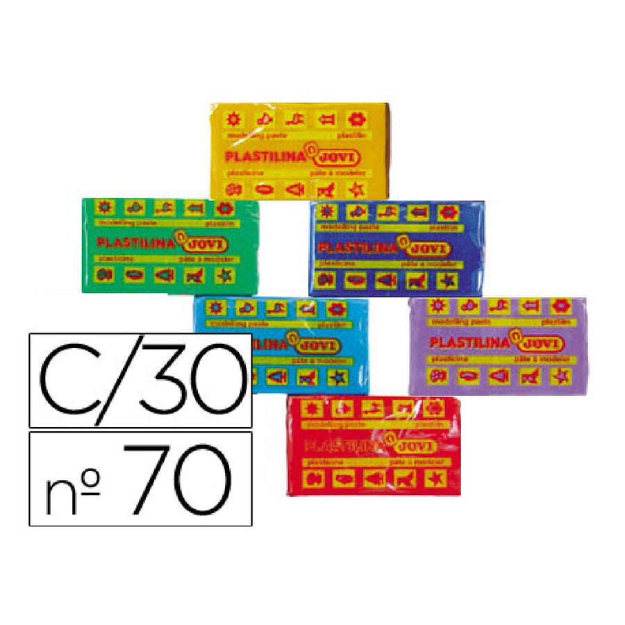JOVI - Plastilina Jovi 70 Tamano Pequeno Caja de 30 Unidades Colores Surtidos
