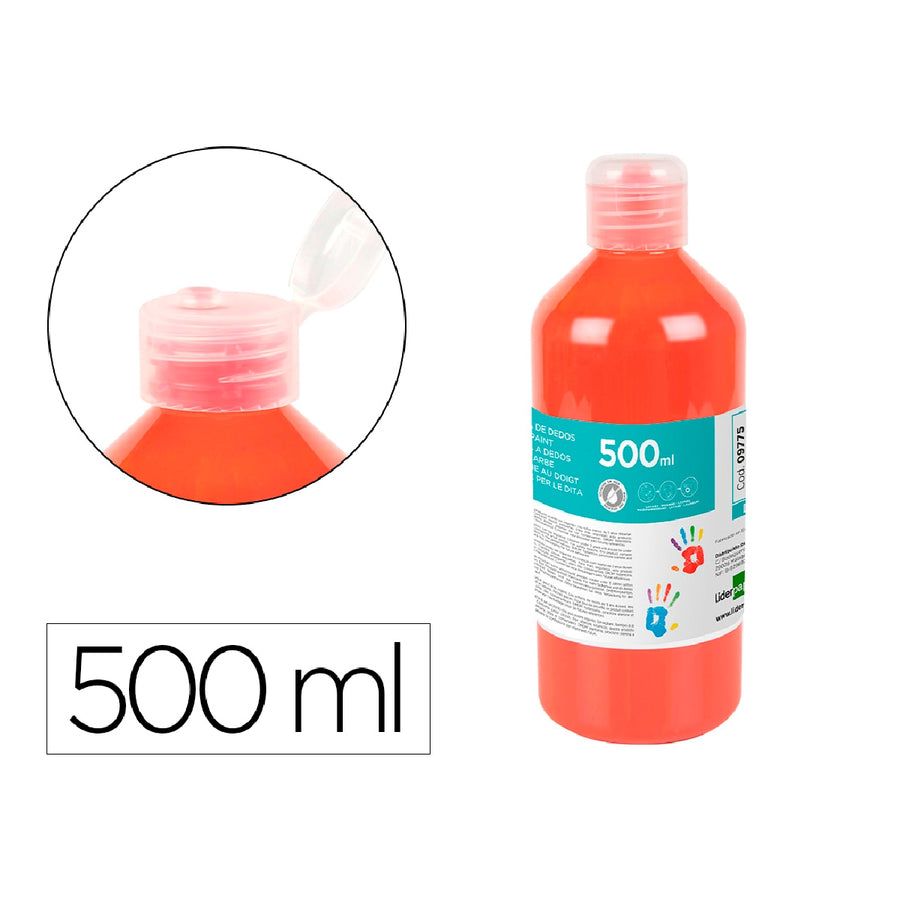LIDERPAPEL - Pintura Dedos Liderpapel Botella de 500 ML Rojo