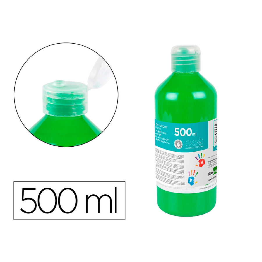 LIDERPAPEL - Pintura Dedos Liderpapel Botella de 500 ML Verde