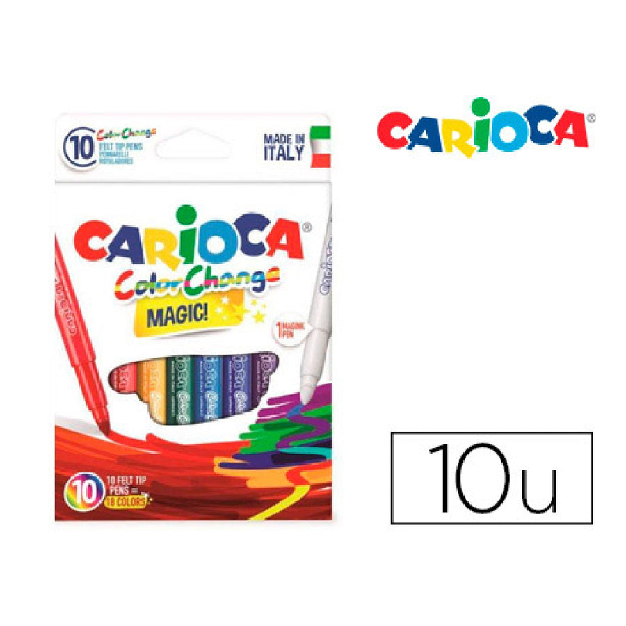CARIOCA - Rotulador Carioca Cambia Color Tinta Magica Caja de 10 Unidades Colores Surtidos
