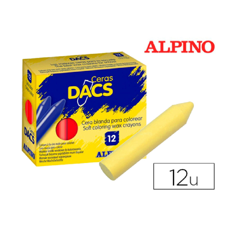 DACS - Lapices Cera Dacs Unicolor Amarillo Claro Caja de 12 Unidades