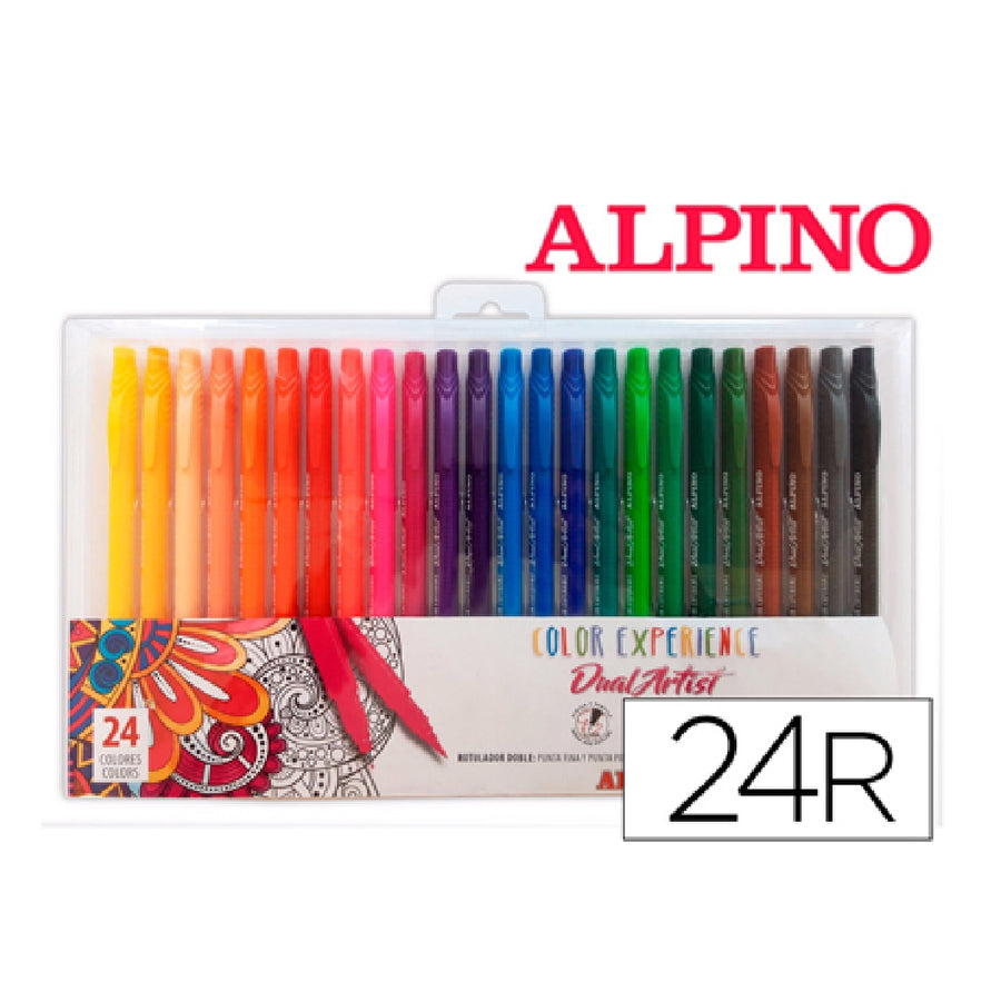 ALPINO - Rotulador Alpino Dual Artist Color Experience Estuche de 24unidades Colores Surtidos