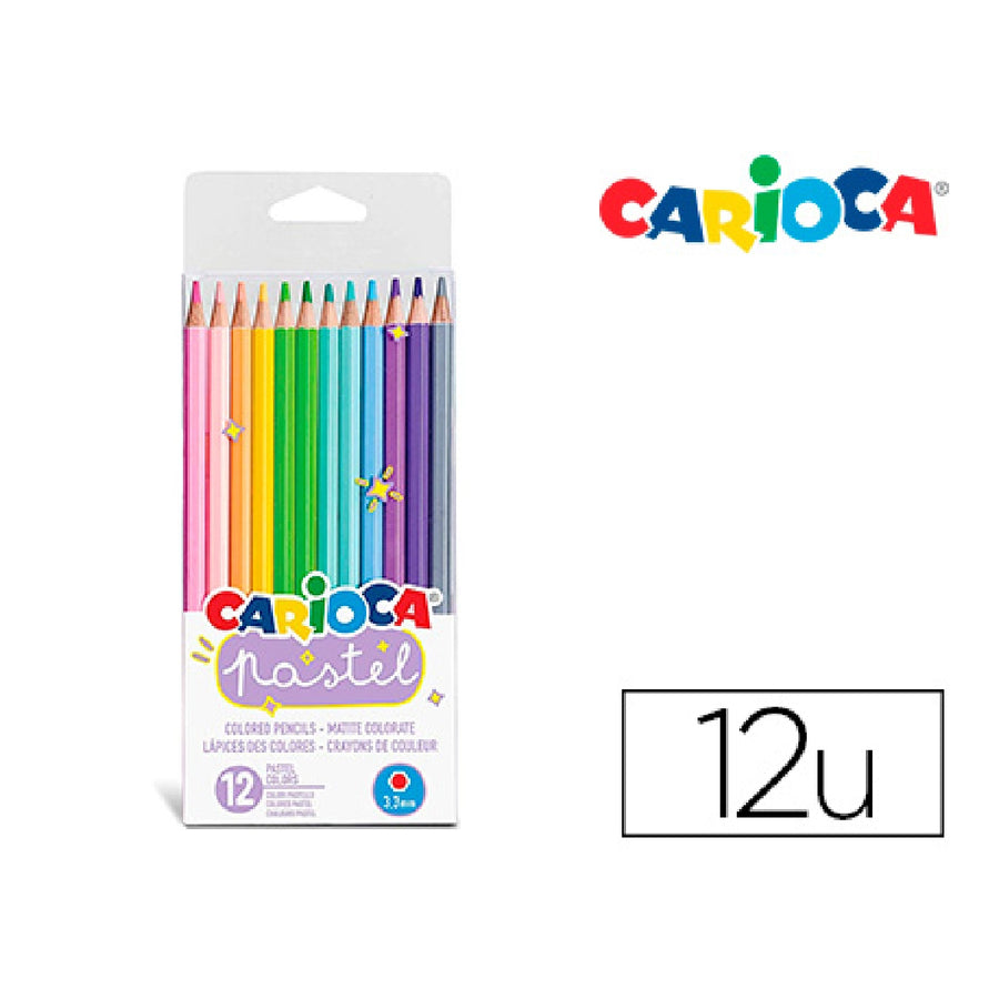 CARIOCA - Lapices de Colores Carioca Pastel Blister de 12 Colores Surtidos