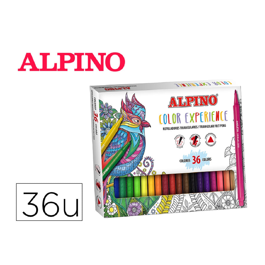 ALPINO - Rotulador Alpino Color Experience Triangular Caja de 36 Unidades Colores Surtidos