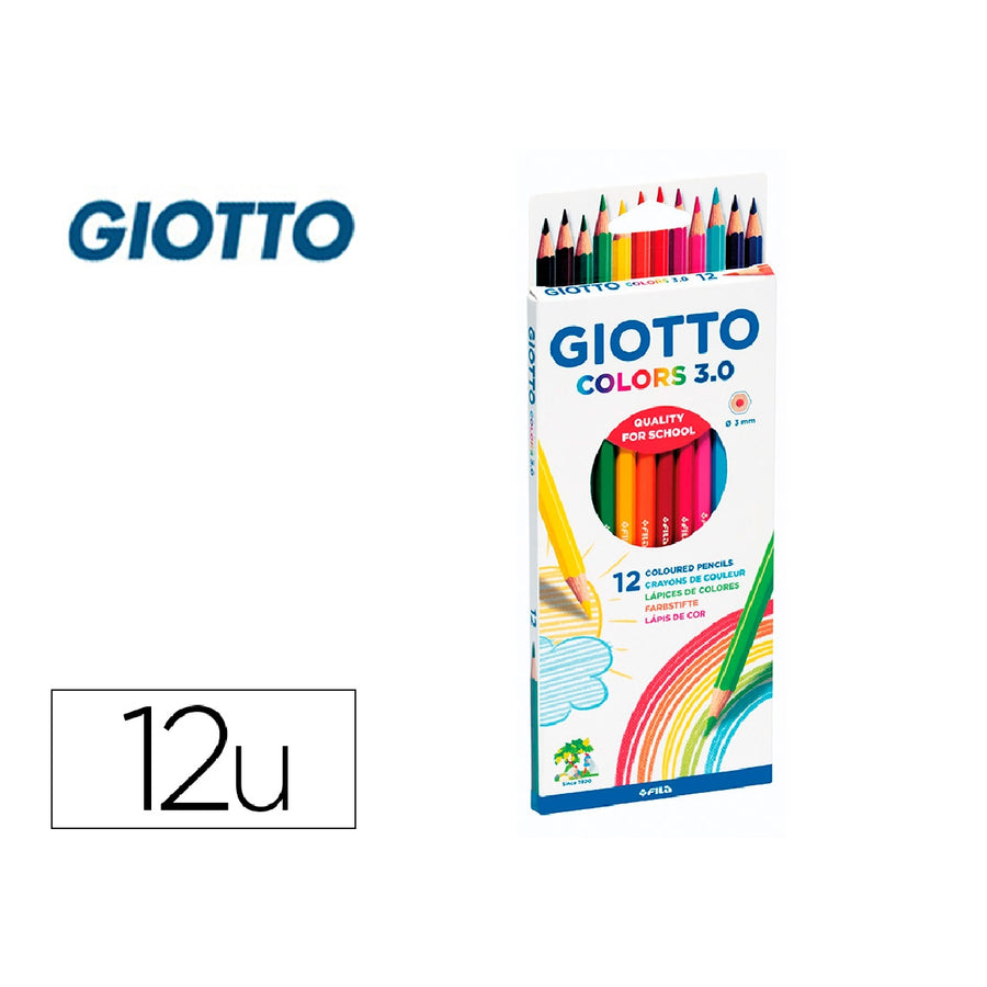 CARTON - Lapices de Colores Giotto Colors 3.0 Mina 3 mm Caja de 12 Colores Surtidos