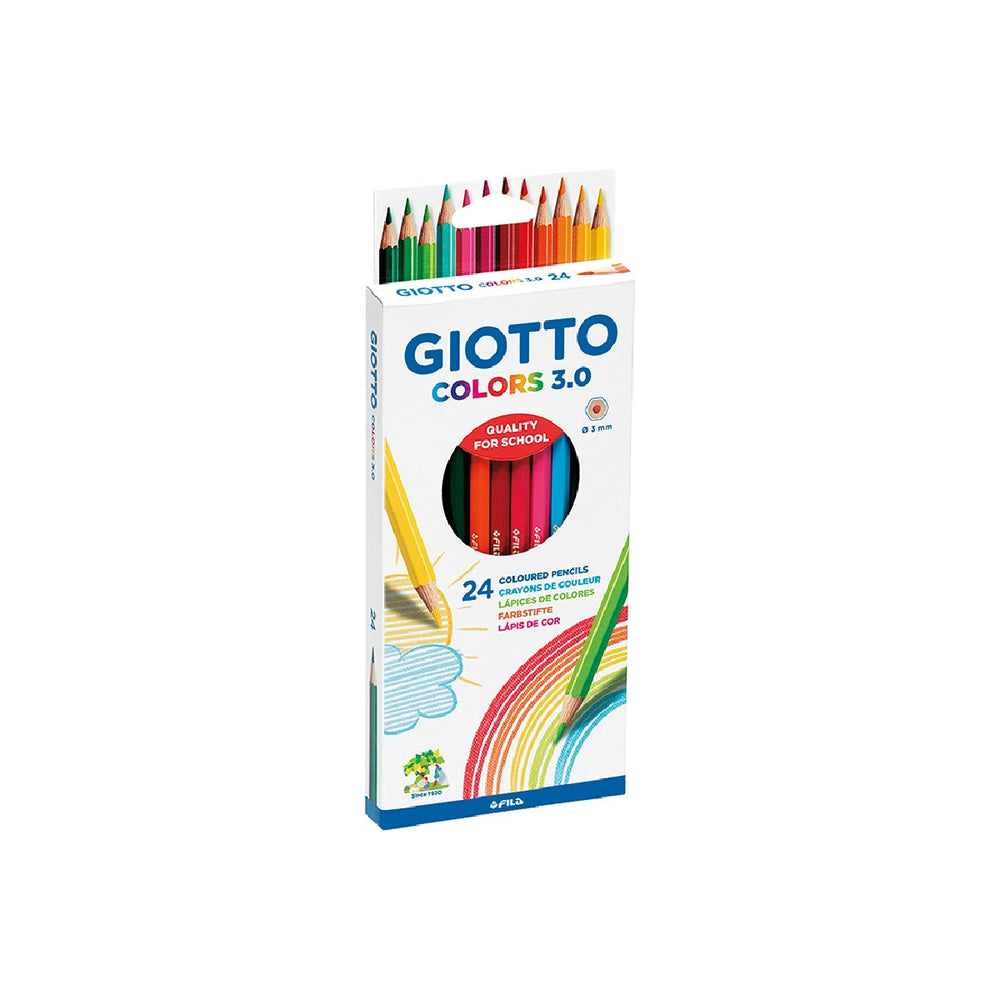 MADERA - Lapices de Colores Giotto Colors 3.0 Mina 3 mm Caja de 24 Colores Surtidos