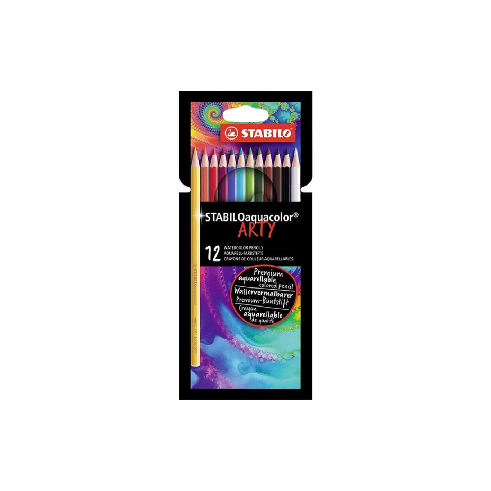 STABILO - Lapices de Colores Stabilo Aquacolor Arty Line Acuarelables Estuche de Carton de 12 Unidades Colores