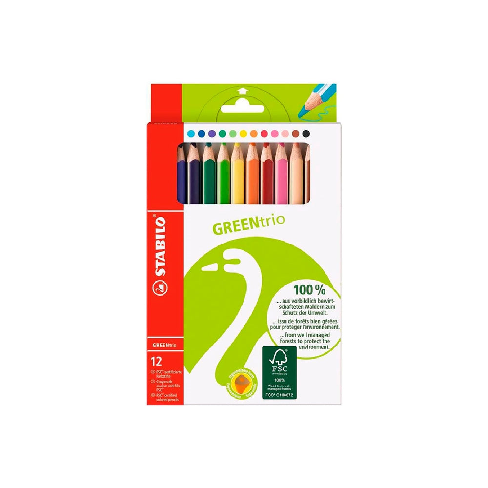 STABILO - Lapices de Colores Stabilo Green Colors Con Certificado Fsc Estuche Carton de 12 Unidades Colores Surtidos