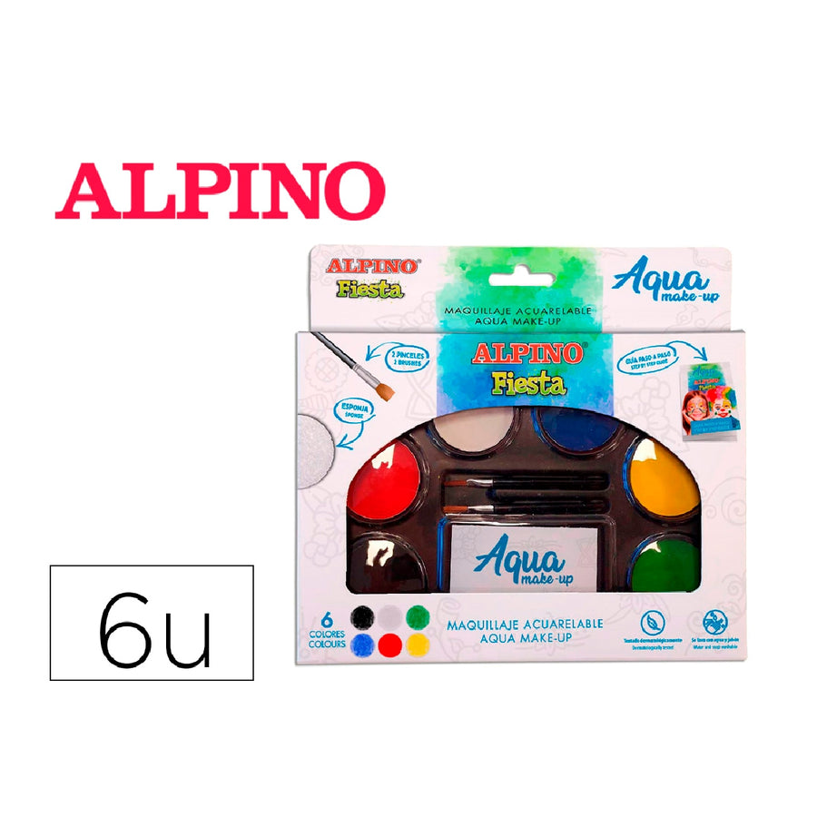 ALPINO - Paleta Maquillaje Alpino Acuarelable Pro 6 Colores Surtidos
