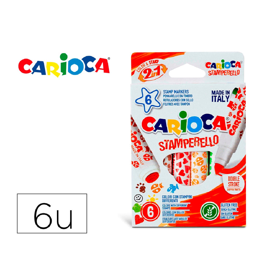 CARIOCA - Rotulador Carioca Stamperello Caja 6 Unidades Colores Surtidos