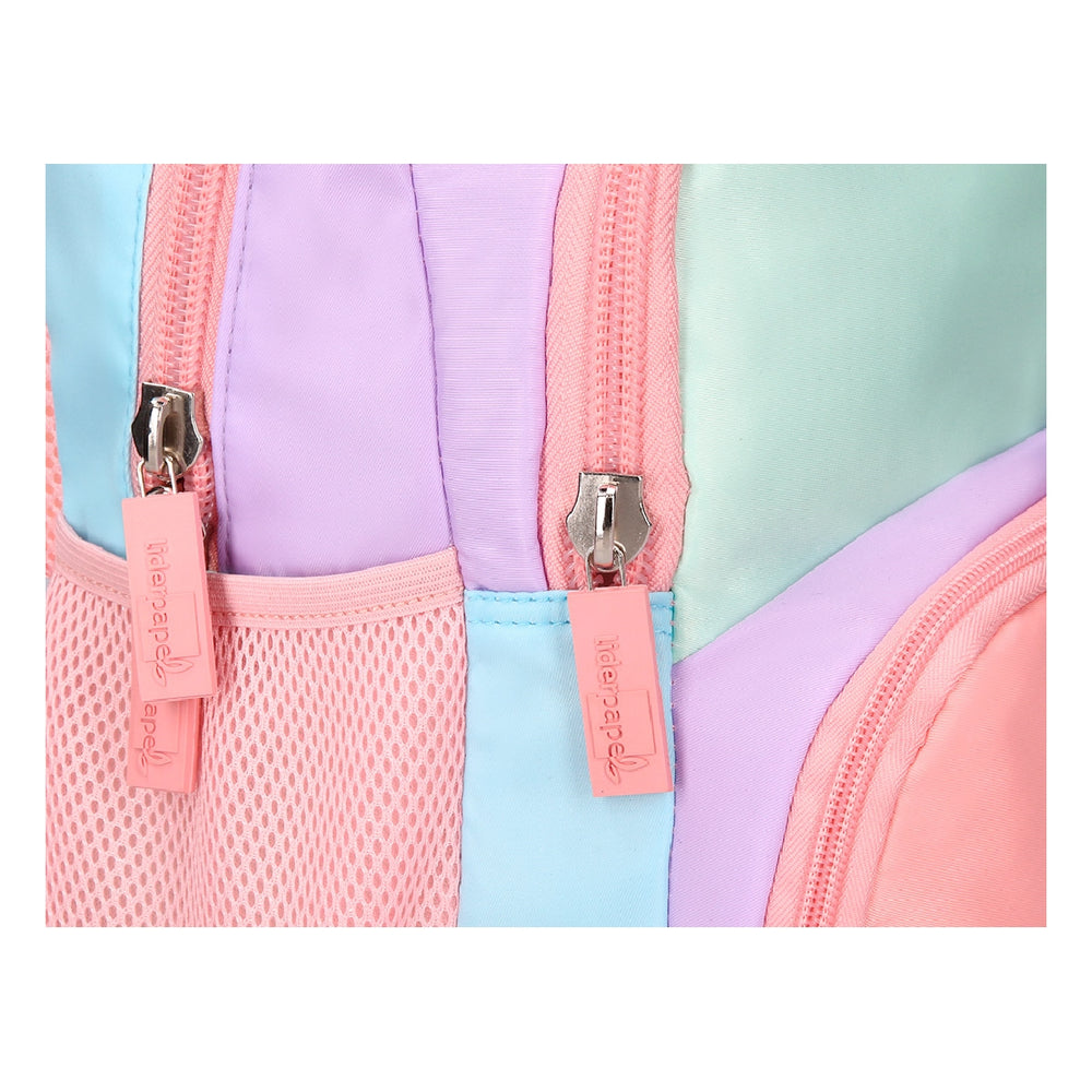 LIDERPAPEL - Cartera escolar liderpapel moc hila multibolsillo infantil azul rosa morado 350x110x270 mm. 