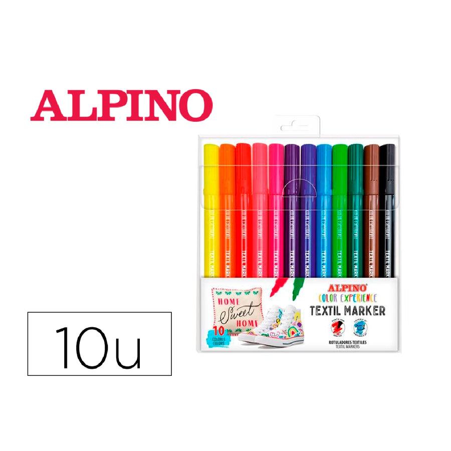 ALPINO - Rotulador Alpino Textil Marker Color Experience Estuche de 10 Unidades Colores Surtidos