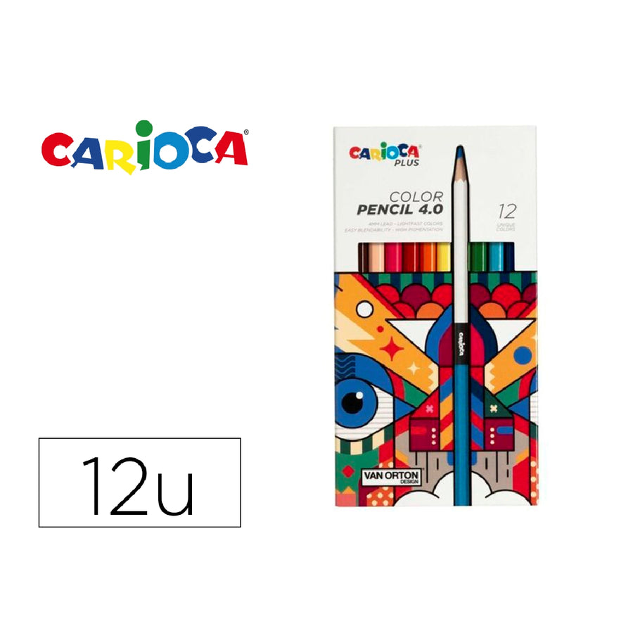 CARIOCA - Lapices de Colores Carioca Plus 4.0 Caja de 12 Unidades Colores Surtidos