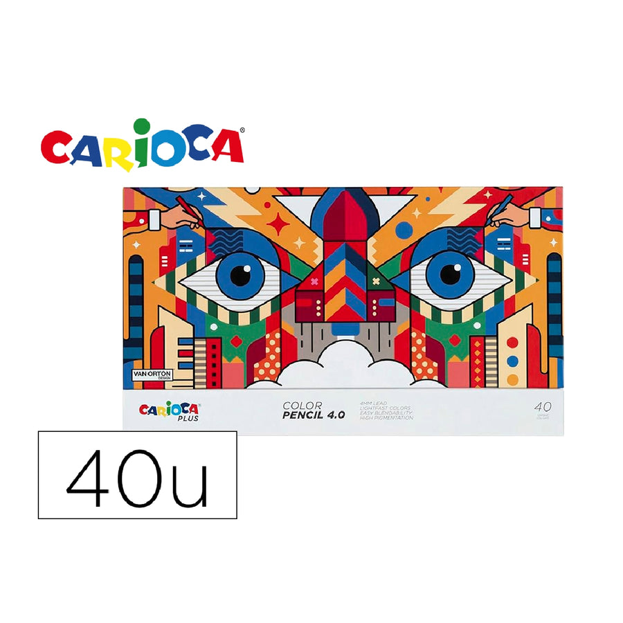 CARIOCA - Lapices de Colores Carioca Plus 4.0 Caja Premium de 40 Unidades Colores Surtidos