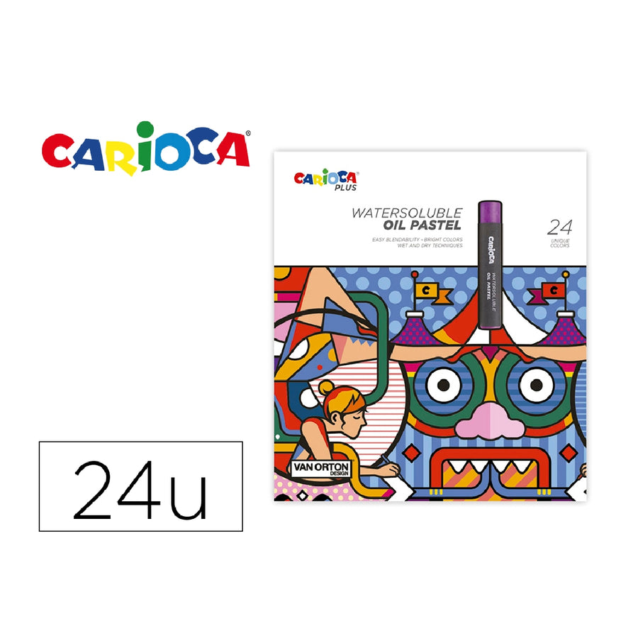 CARIOCA - Lapices Pastel Carioca Plus al Oleo Caja de 24 Unidades Colores Surtidos